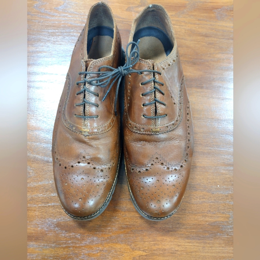 Cole Haan Zero Grand Men Sz 11.5W Brown Wingtip Oxford Shoes Leather